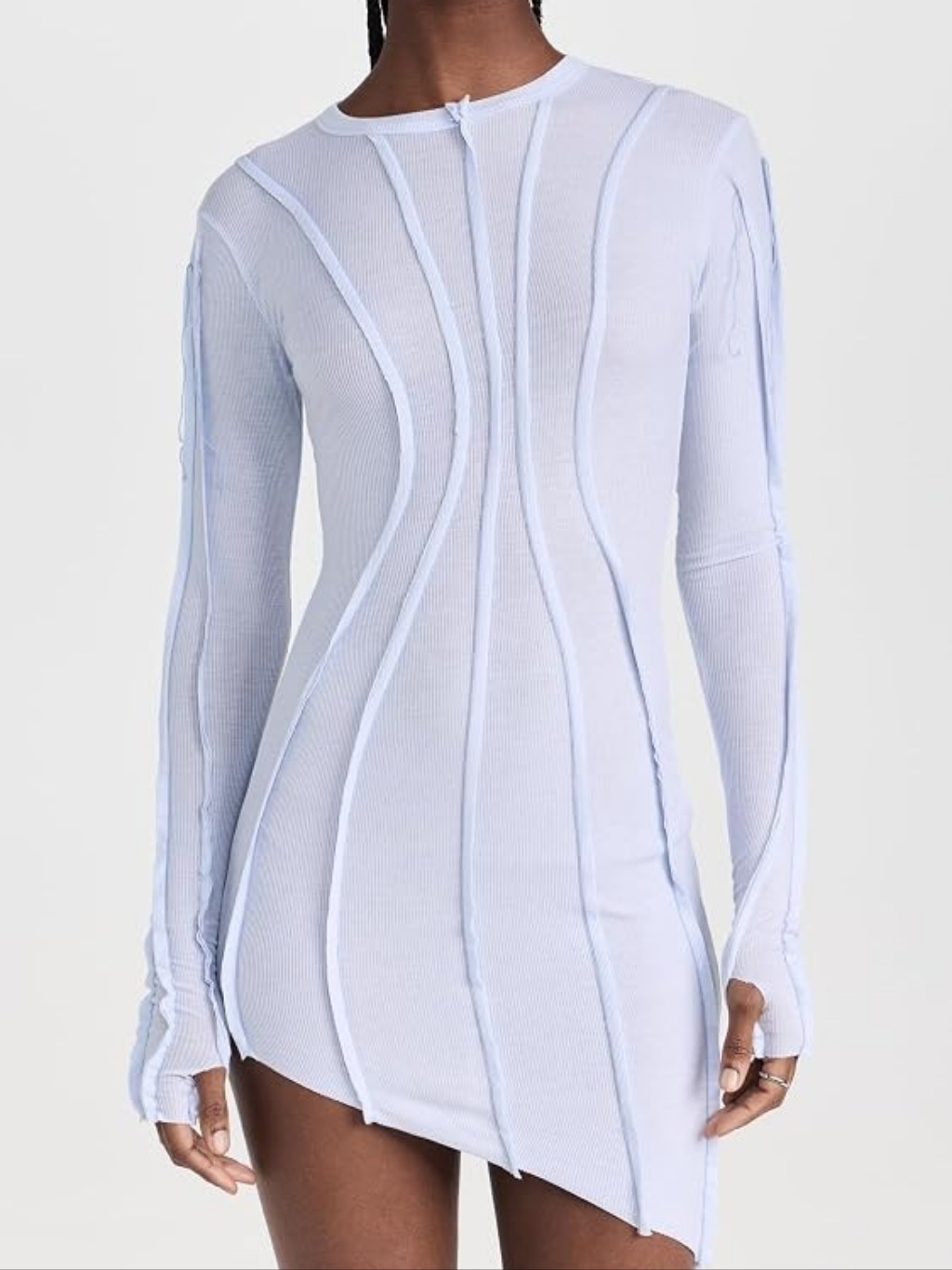 Nwt Sami Miro Vintage Asymmetric Long Sleeve Mini Dress In White Sz S — image 2 of 8